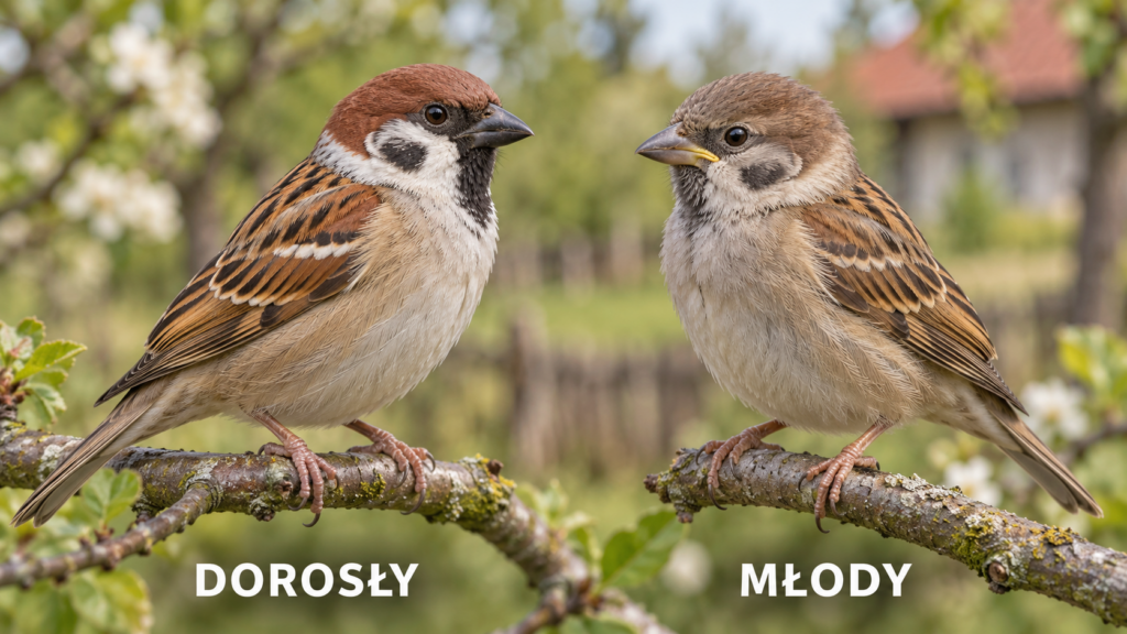 Wróbel czy mazurek? Jak odróżnić wróble występujące w Polsce Wróbel i mazurek często żerują obok siebie, ale łatwo je odróżnić. Mazurek ma kasztanową czapeczkę i czarną plamę na białym policzku. Samiec wróbla nosi szarą czapkę i duży czarny śliniak, natomiast samica oraz młode są znacznie skromniej ubarwione.