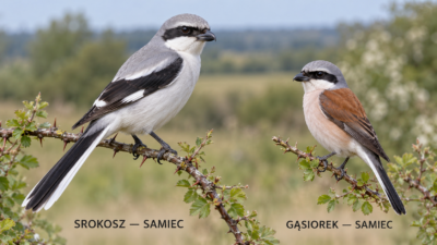 Dzierzby mieszkające w Polsce Srokosz i Gąsiorek porównanie